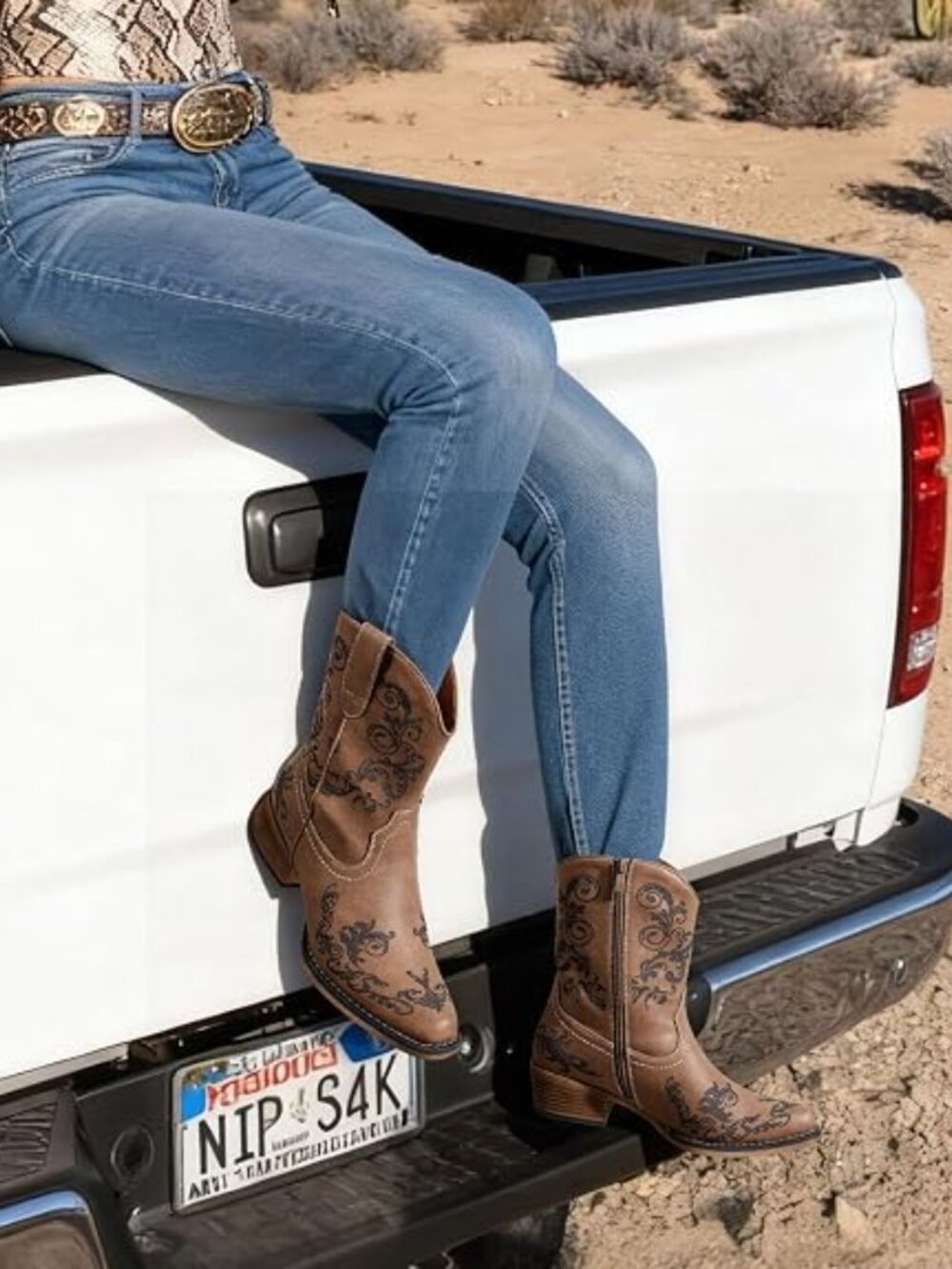 Women's Cowboy Cowgirl Western Ankle Boots - Picture 2 of 5